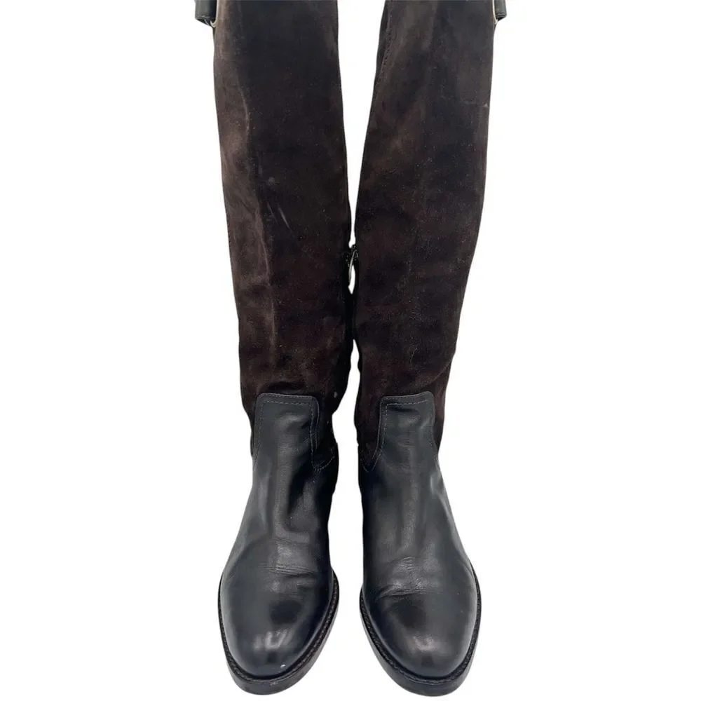 Donald J Pliner Tall Brown Suede Leather Riding Boots